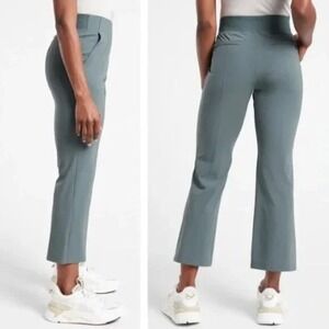 Athleta Cosmic Kick Flare Pant Size 4 Blue Grey High Rise Commuter Travel Pants